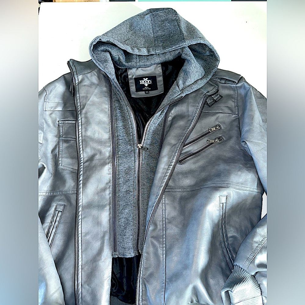 Men’s Grey Faux Leather Jacket